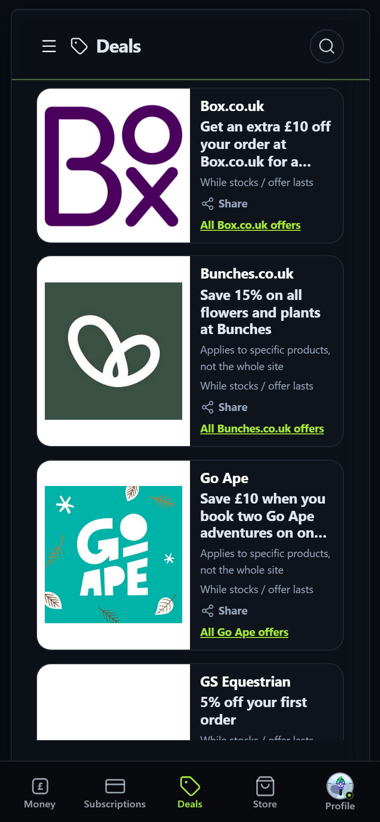 Blast vouchers on a phone.
